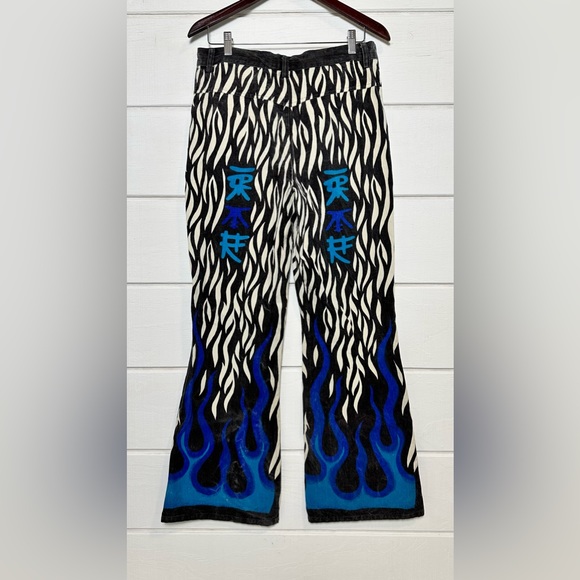 Vtg Gypsy Rose Baggy Flare Grunge Y2K Zebra Print Pants Jeans Goth Skate SzXL - Picture 5 of 10
